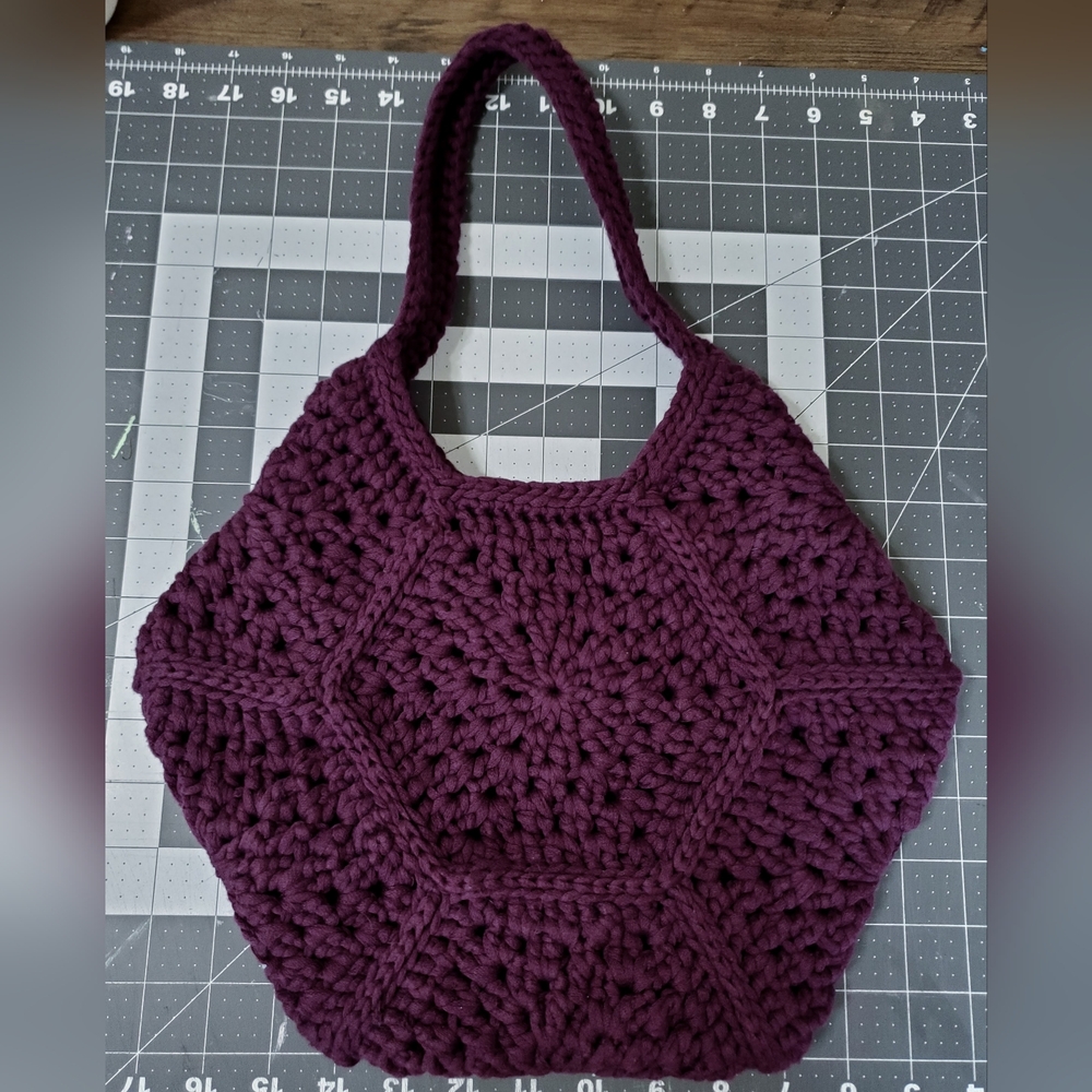 Purple Crochet Shoulder Bag